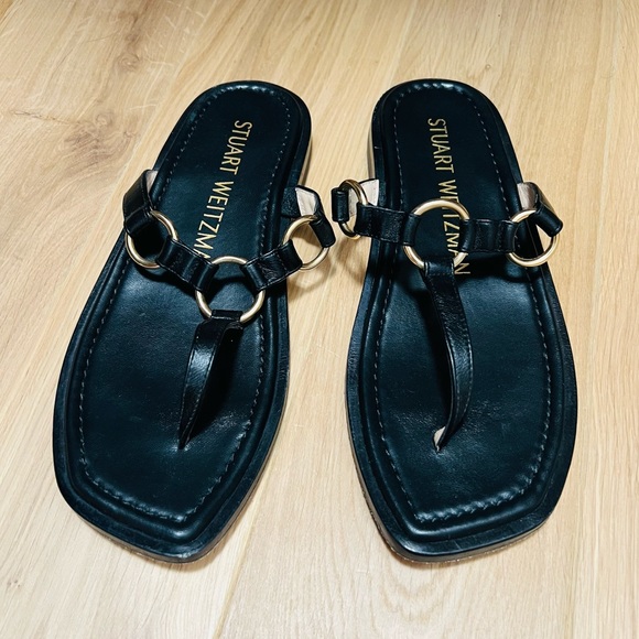 Stuart Weitzman Lalita Sandals, black leather, 7.5M - Picture 5 of 6